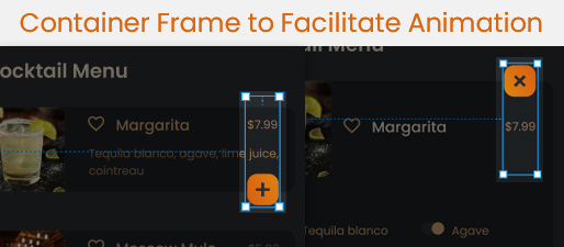 An image showing the hidden frame used as a fulcrum to facilitate this 
 animation within Figma